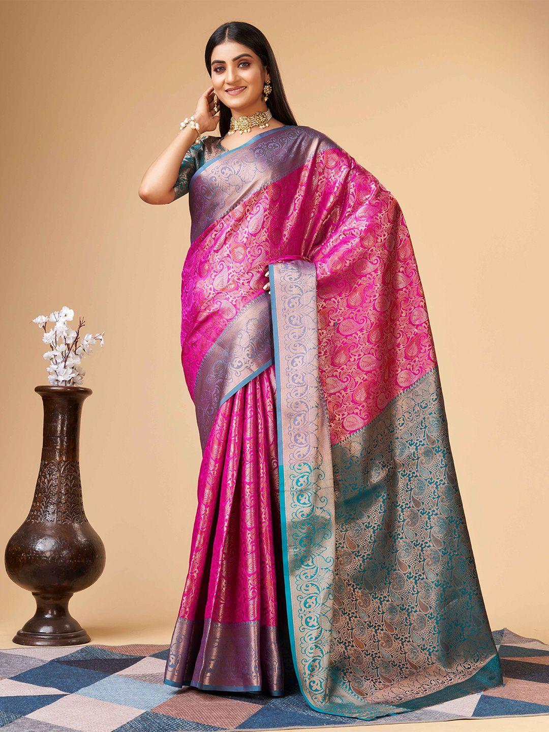 Ekta Textiles Paisley Woven Design Zari Pure Silk Banarasi Saree