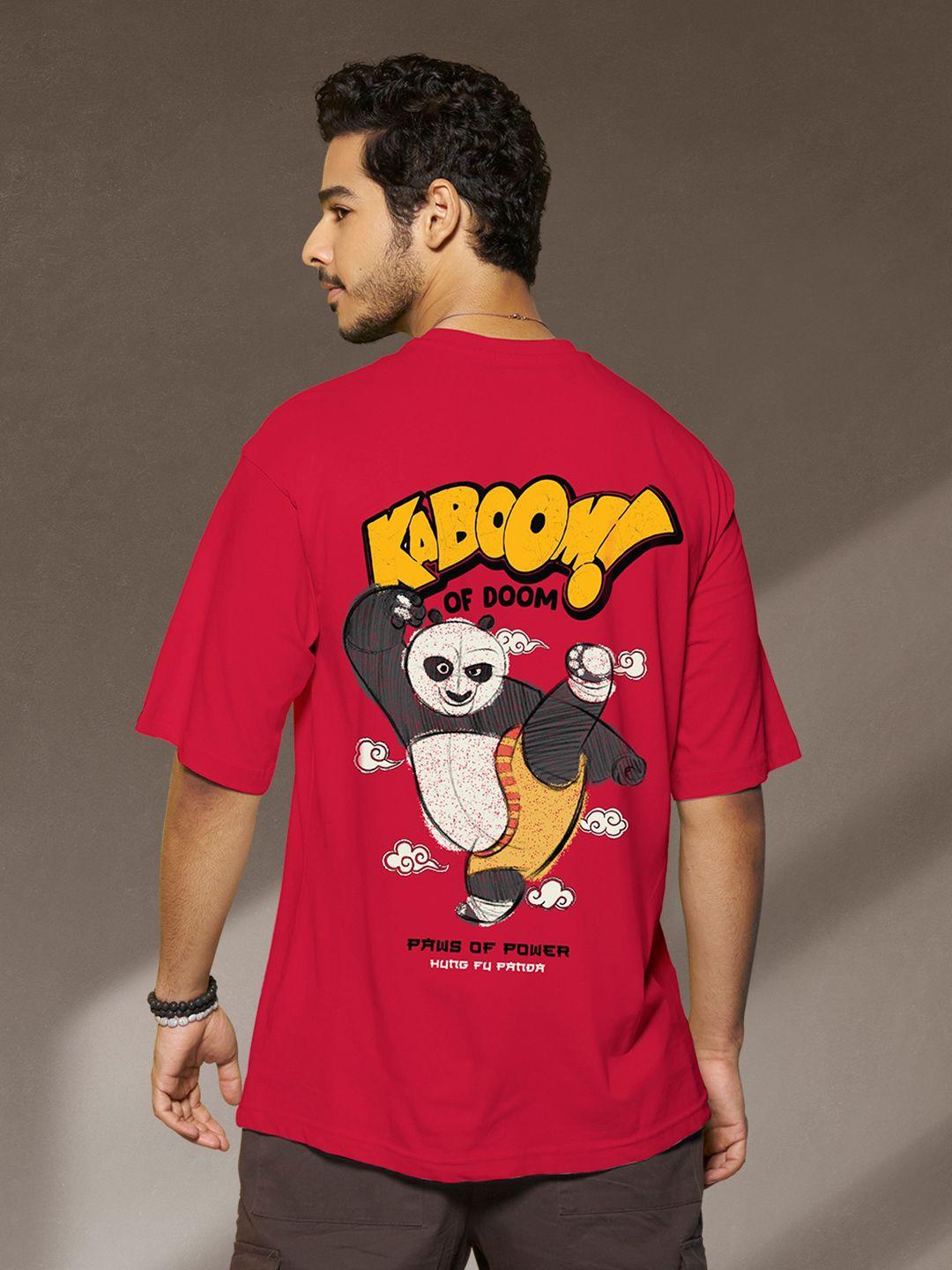 Bewakoof Kung Fu Panda Printed Drop-Shoulder Cotton Oversized T-shirt