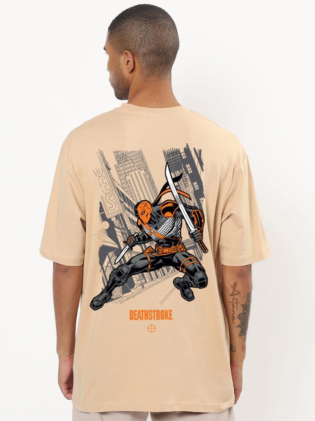 Bewakoof Deathstroke Printed Drop-Shoulder Sleeves Oversized Cotton T-shirt