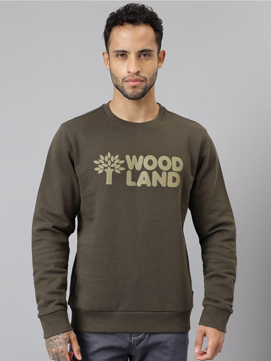 Woodland Typography Printed Pure Cotton Pullover Sweatshirt