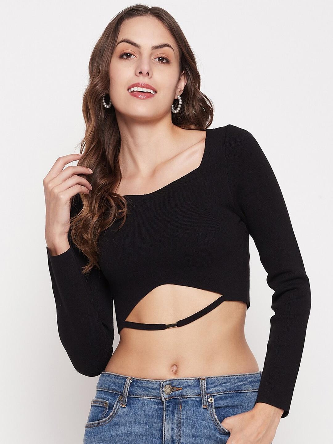 madame-solid-fitted-crop-top