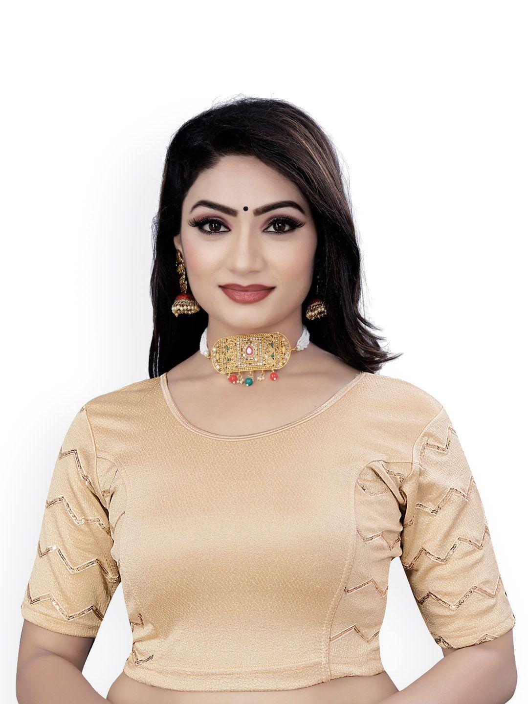 HIMRISE Plus Size Embroidered Sequined Saree Blouse