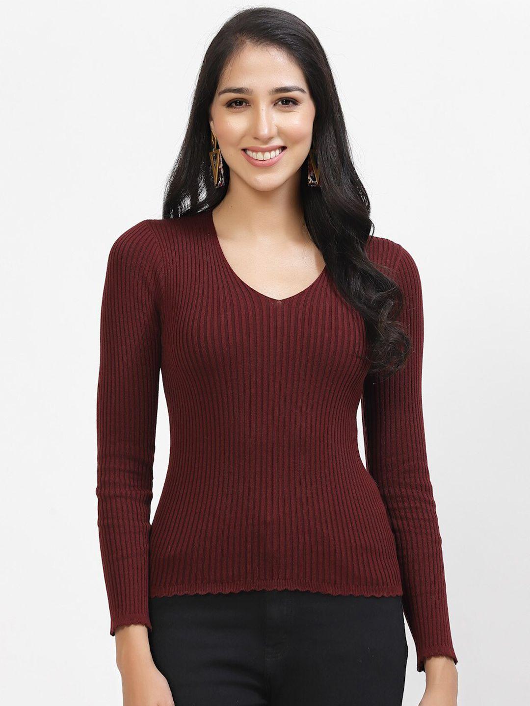 Kalt Ribbed V-Neck Pullover Sweater