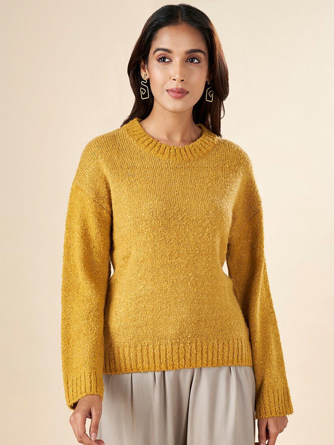 AKKRITI BY PANTALOONS Long Sleeves Round Neck Acrylic Pullover Sweater
