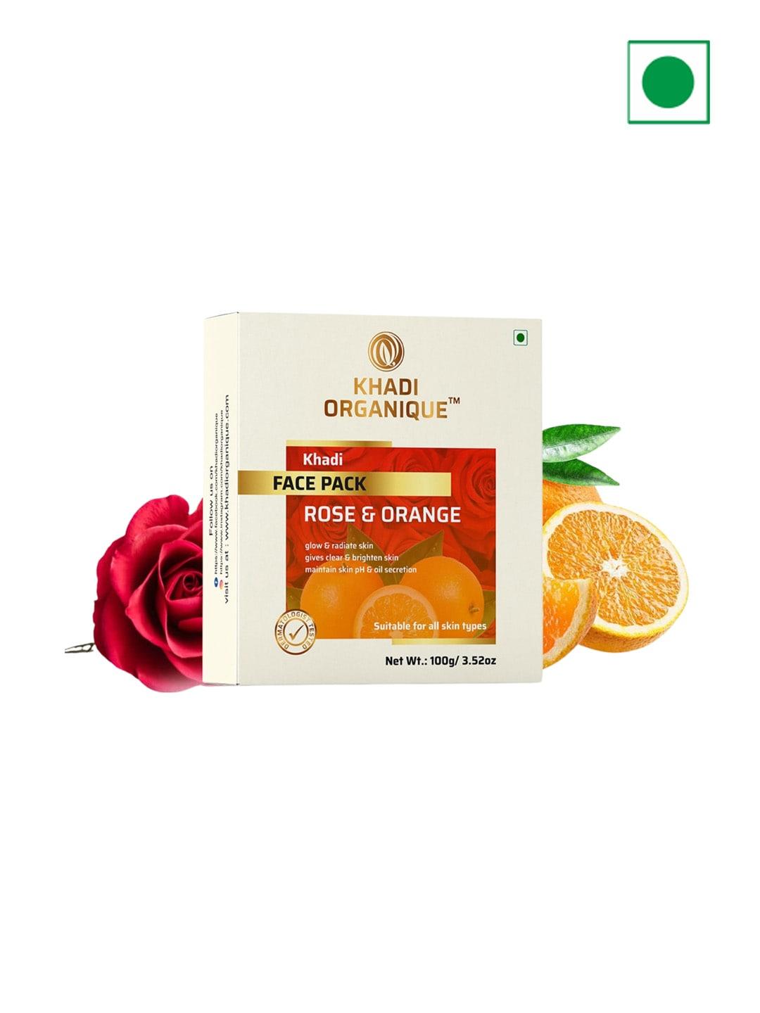 Khadi Organique 3-Pcs Rose & Orange Face Pack For Glowing Skin - 100g Each