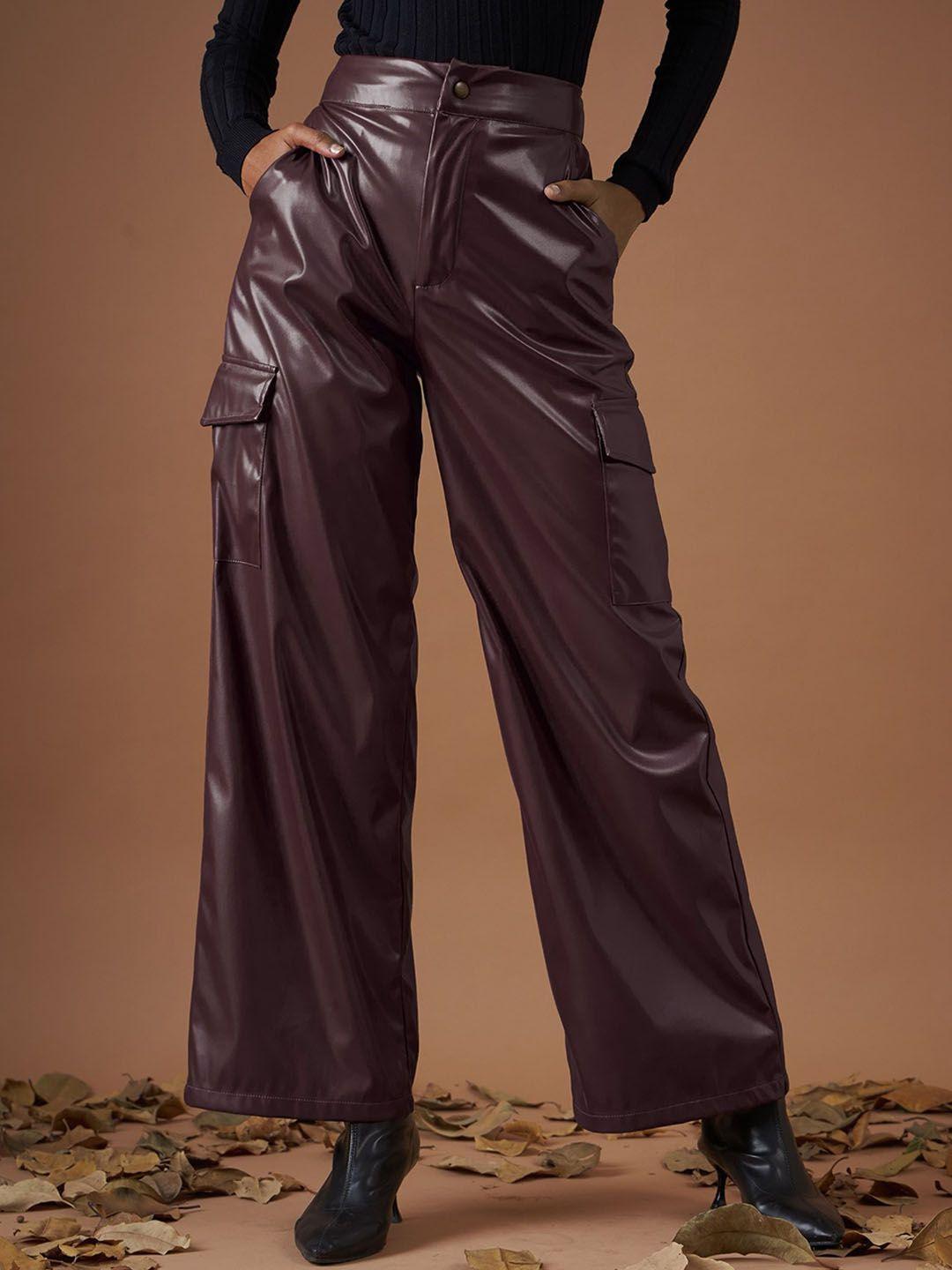sassafras-women-maroon-straight-fit-cargos-trousers