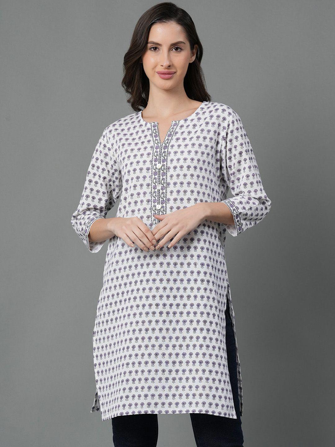 Mode by Red Tape Floral Printed Pure Cotton Straight Kurta