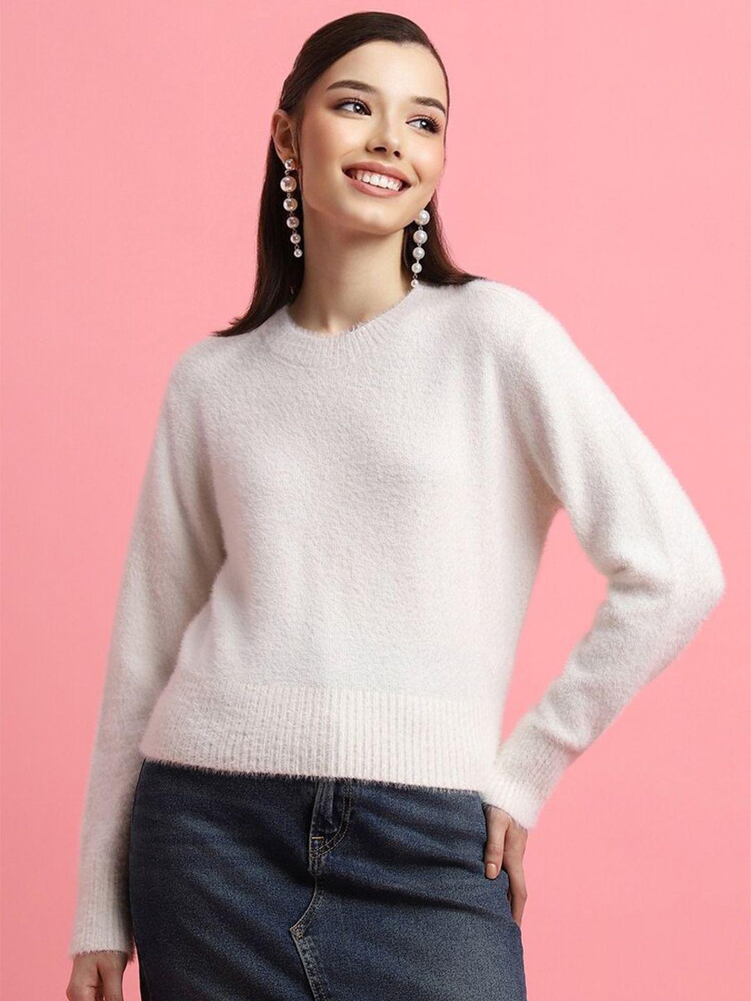 FOREVER 21 Round Neck Fuzzy Pullover