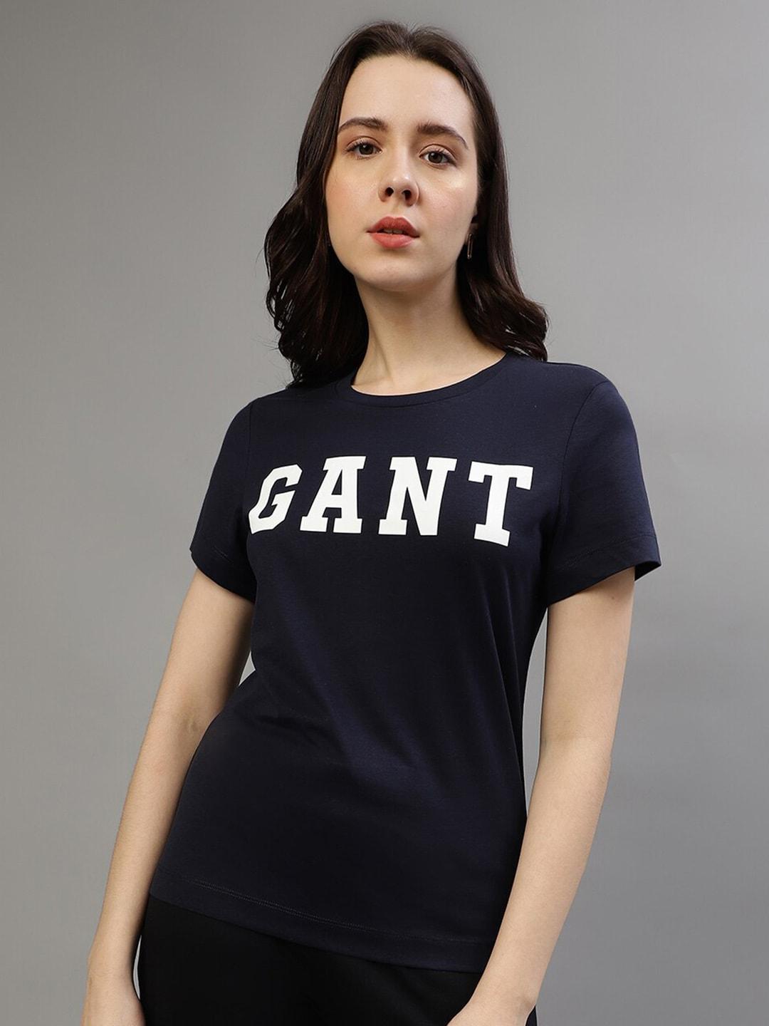 GANT Typography Printed Round Neck Pure Cotton T-shirt