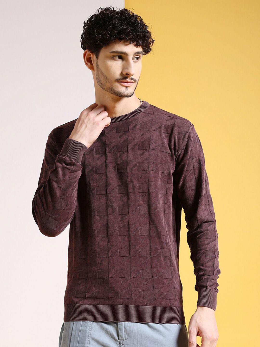the-indian-garage-co-brown-geometric-self-design-acrylic-pullover