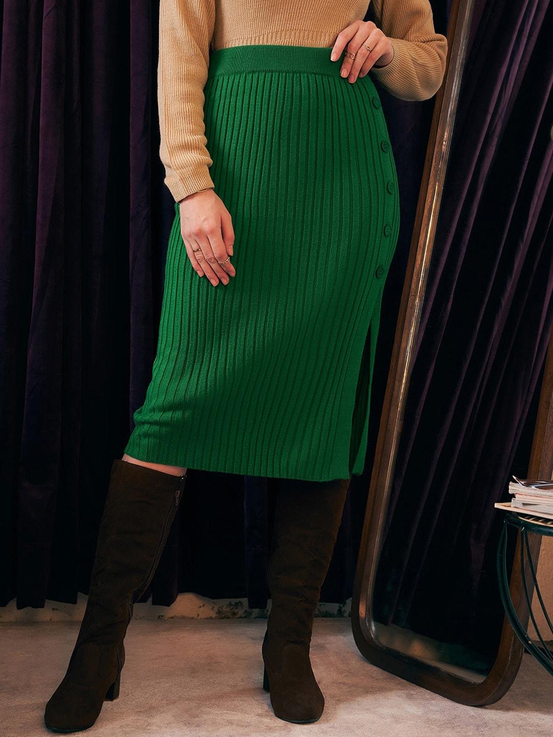 berrylush-green-ribbed-side-slit-pencil-midi-skirt