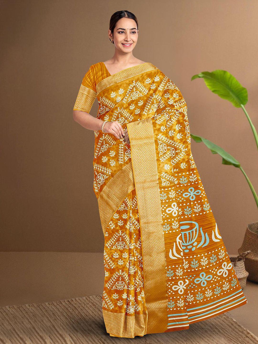 Kalamandir Warli Printed Silk Blend Saree
