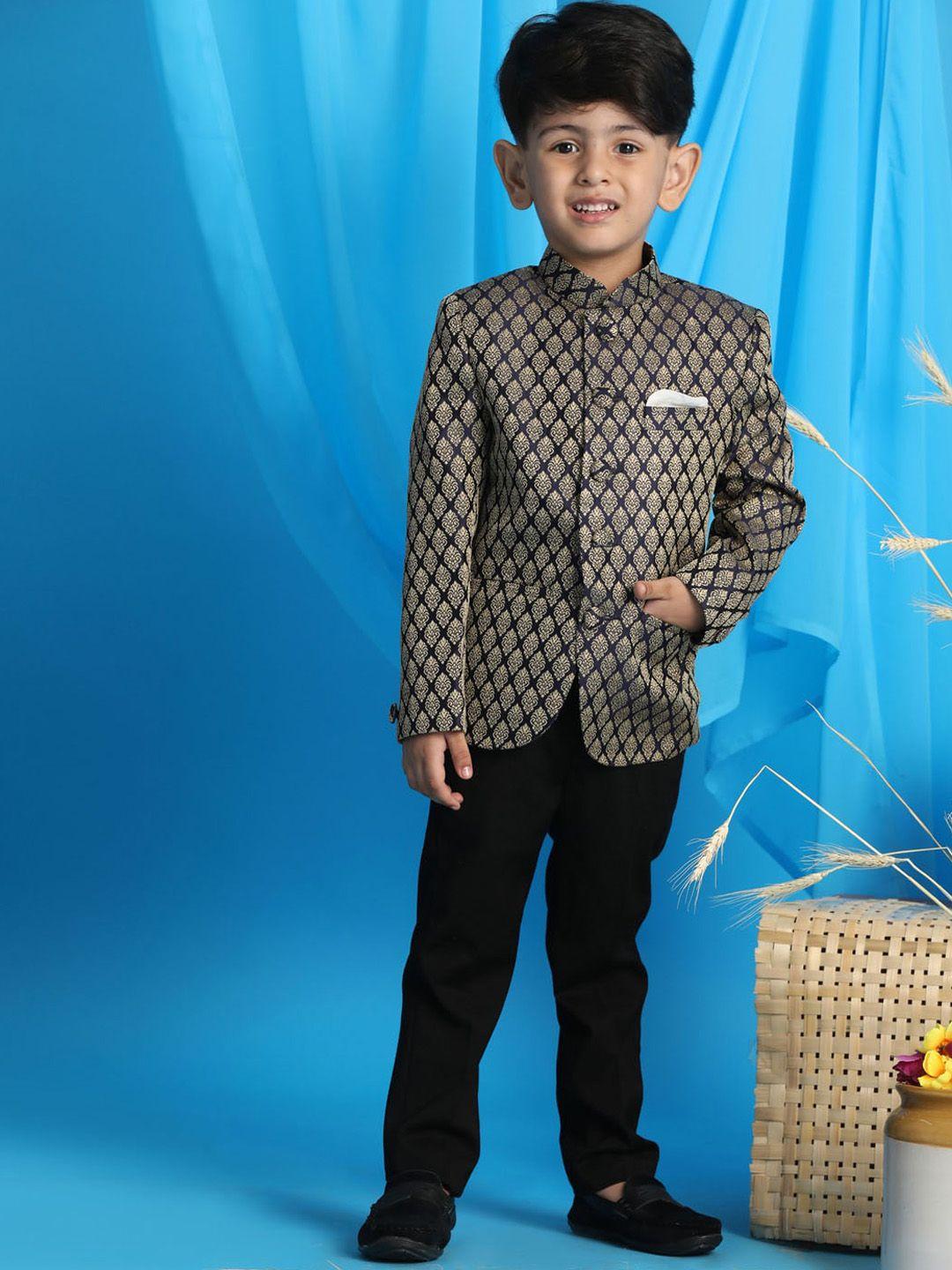 VASTRAMAY Boys Ethnic Motifs Woven Design Slim-Fit Bandhgala Blazer