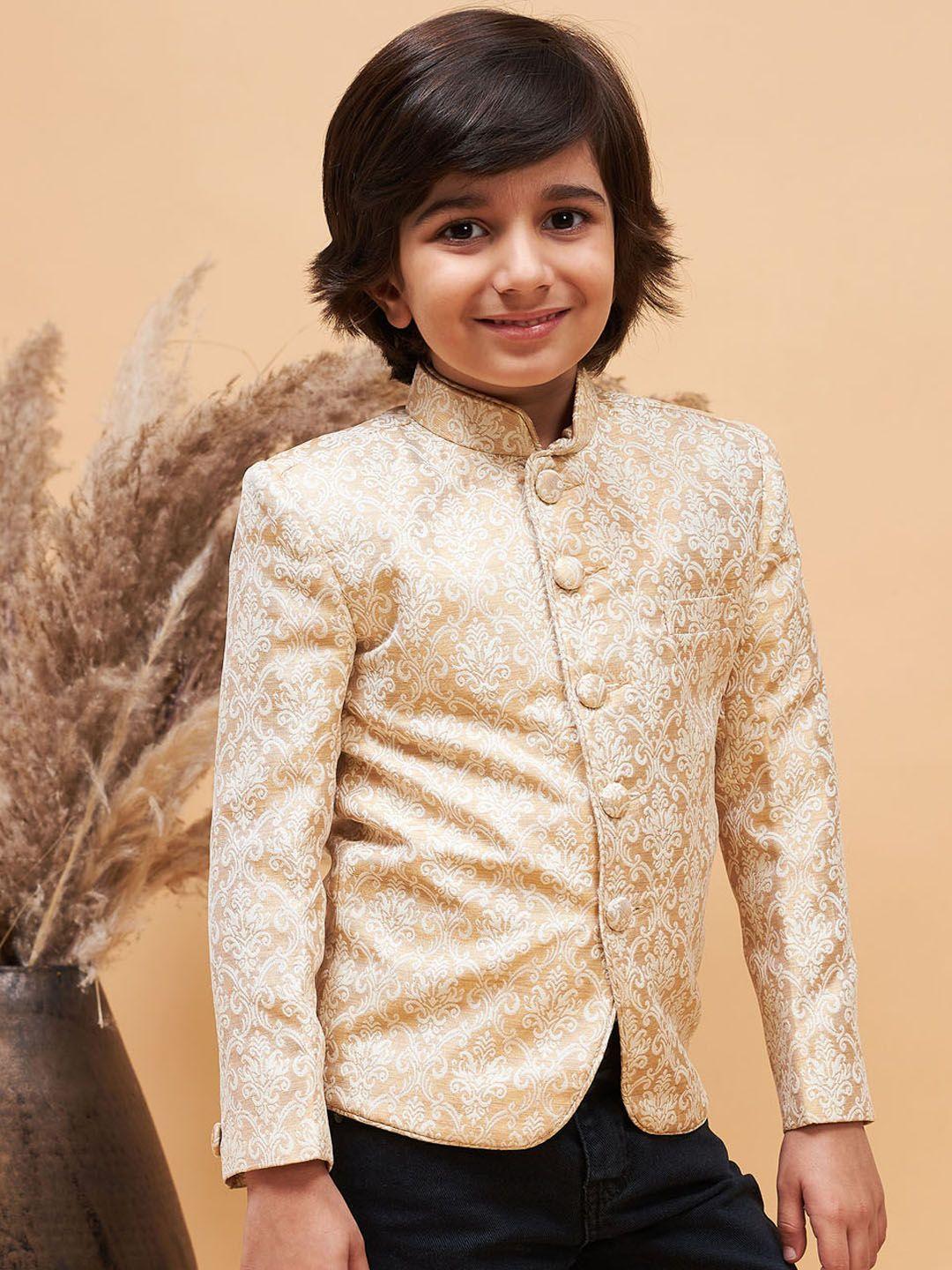 vastramay-boys-slim-fit-jacquard-woven-design-silk-bandhagala-blazer