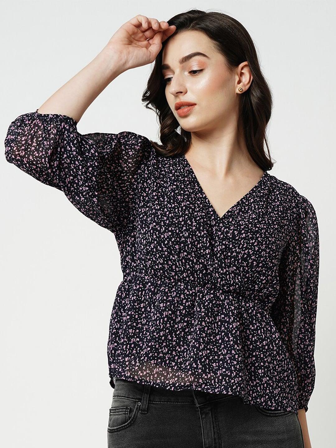 only-abstract-printed-v-neck-puff-sleeves-peplum-top