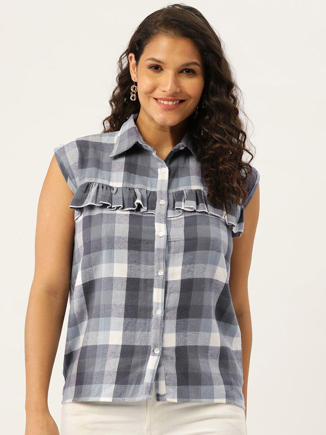 BAESD Checked Cotton Shirt Style Top