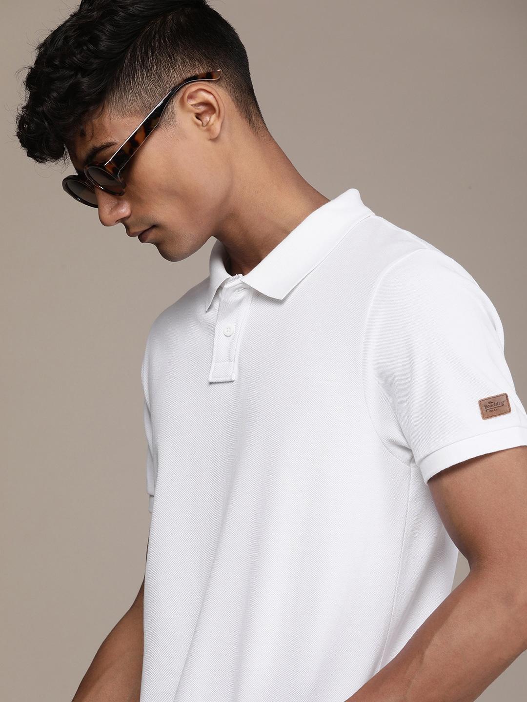 Roadster Men Polo Collar Applique Pure Cotton T-shirt