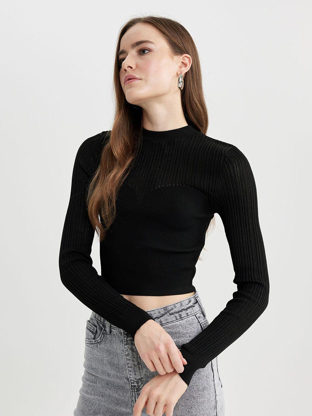 defacto-ribbed-round-neck-crop-pullover-sweater