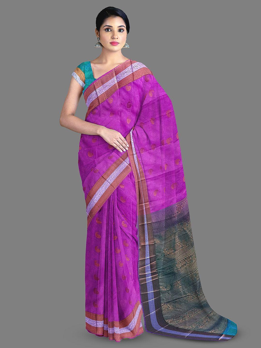 The Chennai Silks Paisley Woven Design Zari Detail Kanjeevaram Saree