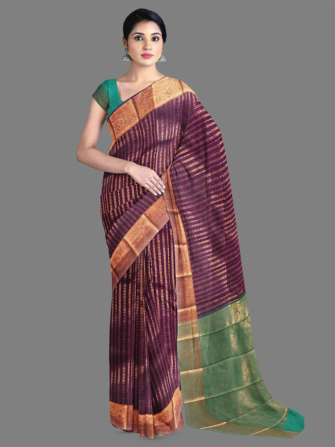 The Chennai Silks Striped Zari Silk Cotton Saree