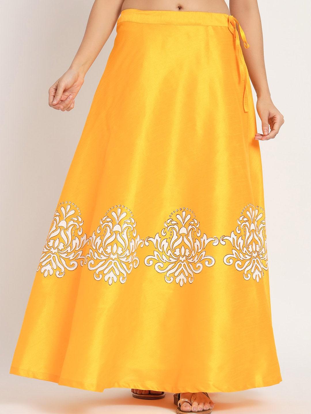 studio rasa Ethnic Motifs Printed Embellished Detailed Flared Maxi Ethnic Skirt