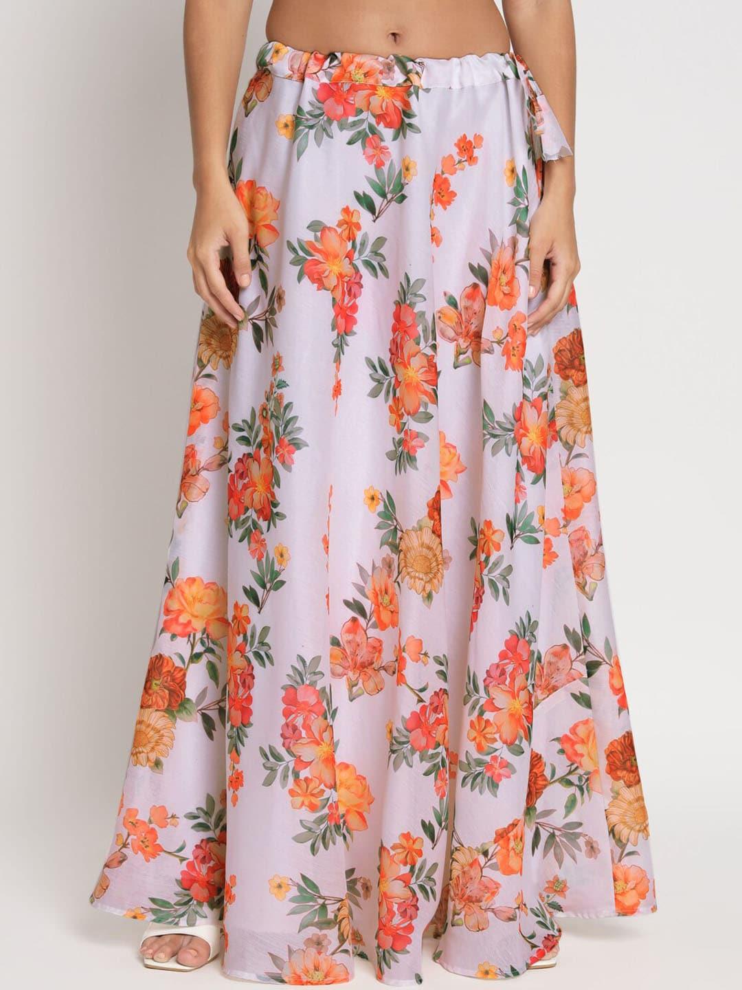 studio rasa Floral Printed Flared Maxi Ethnic Skirt