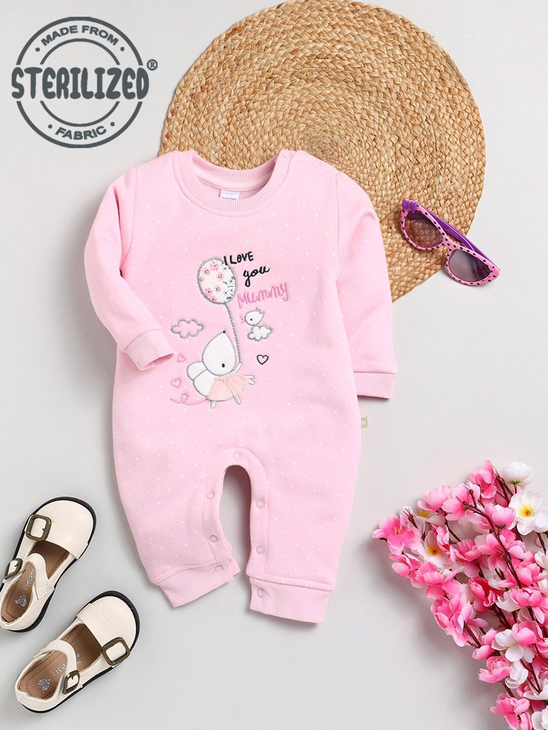 Moms Love Infants Girls Graphic Embroidered Romper