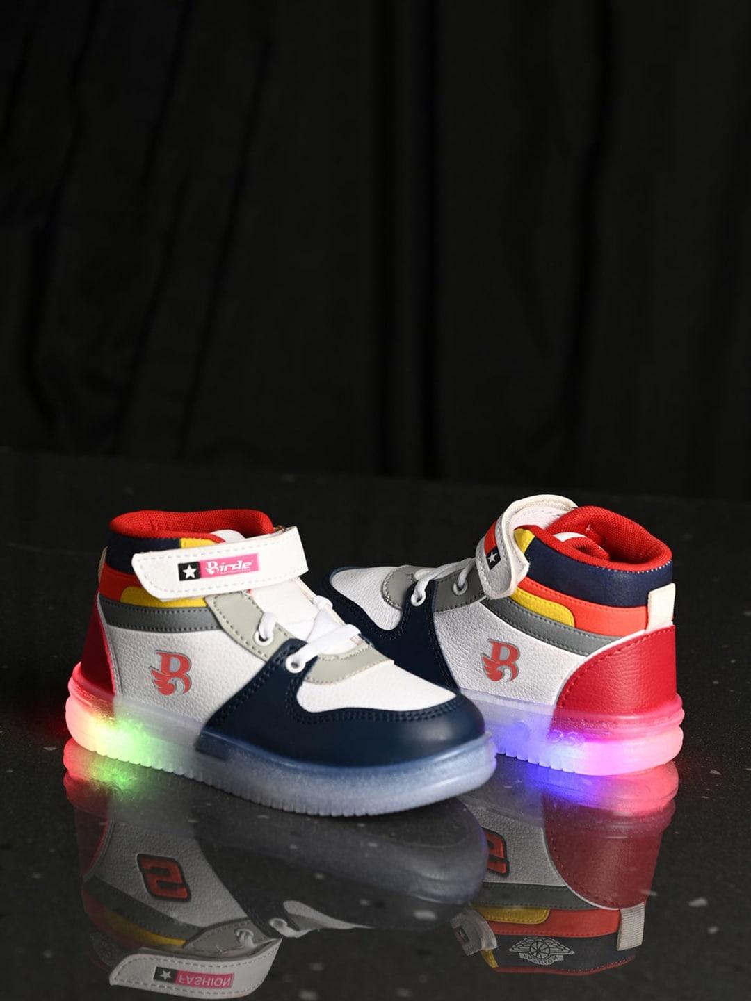 BIRDE Boys Colourblocked LED Lightweight Mid-Top Sneakers