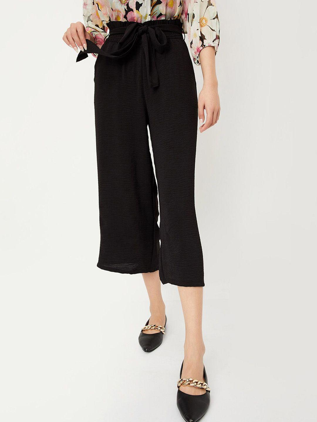 max-women-plain-flat-front-cropped-culottes-trousers