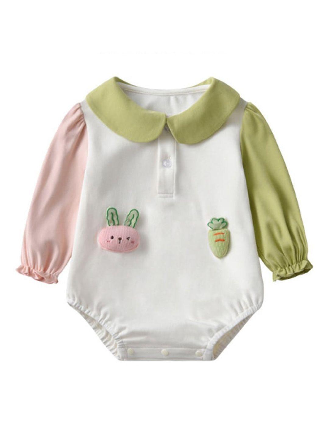 StyleCast White Infants Girls Self Design Cotton Romper