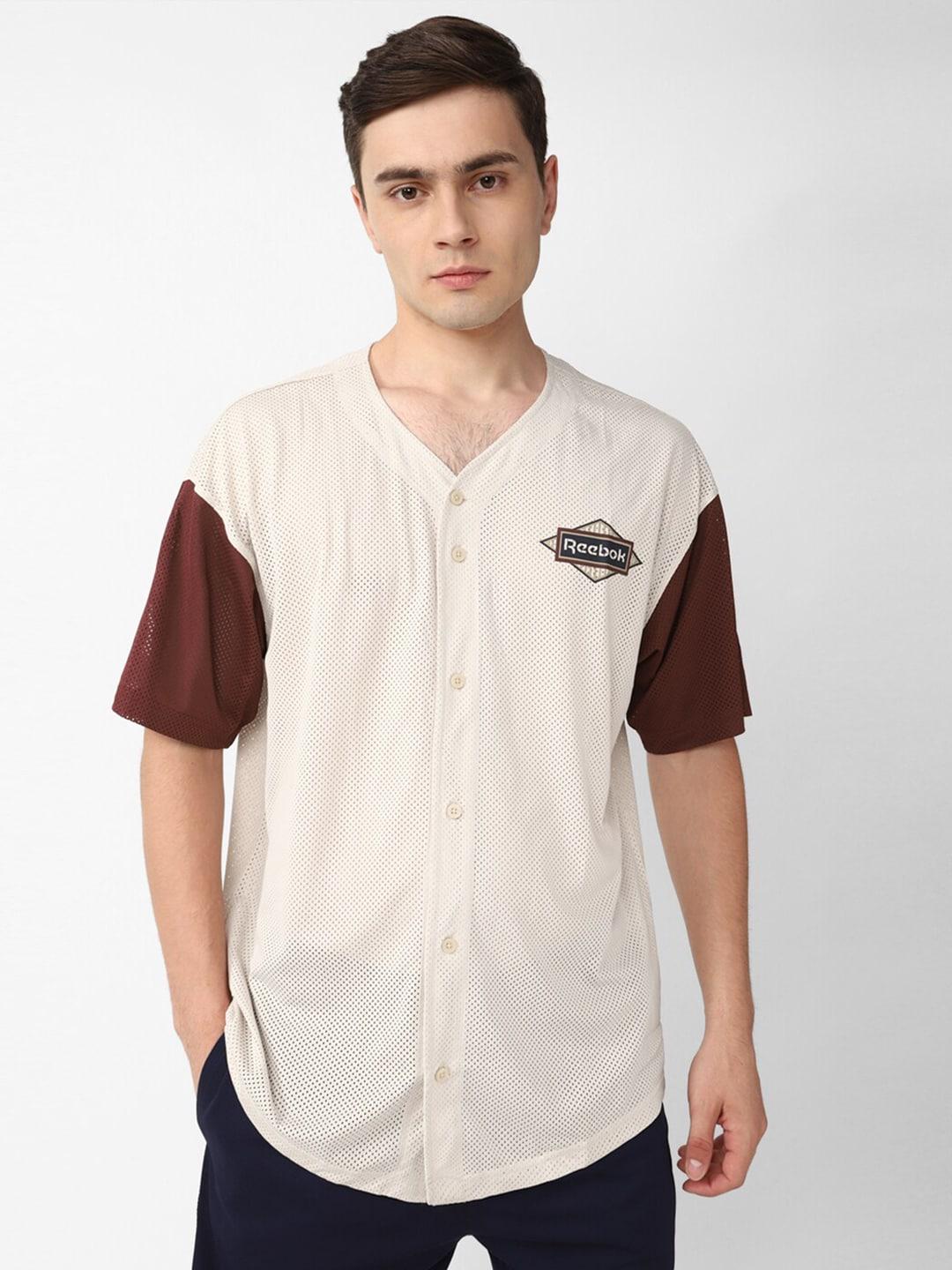 Reebok Colourblocked V-Neck Cl Sg Baseball Jersey T-Shirt