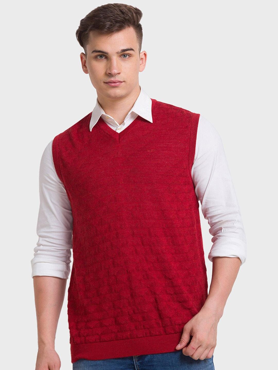 colorplus-geometric-self-design-v-neck-sweater-vest