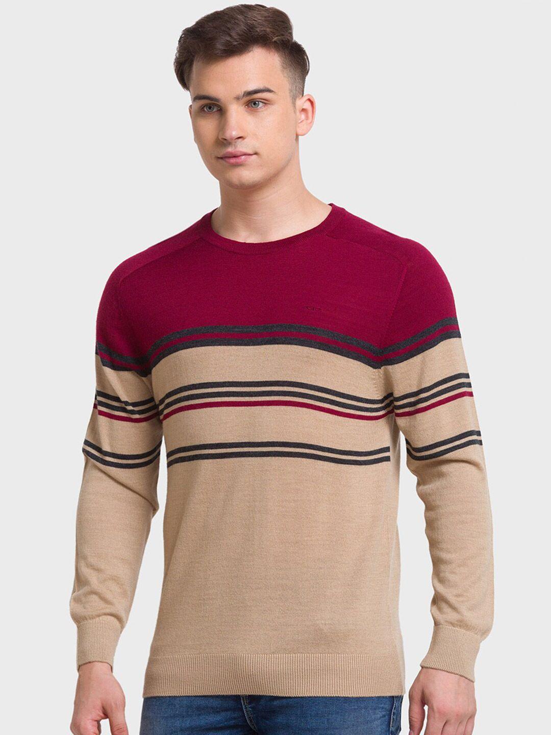 ColorPlus Tailored Fit Striped Woollen Pullover Sweater