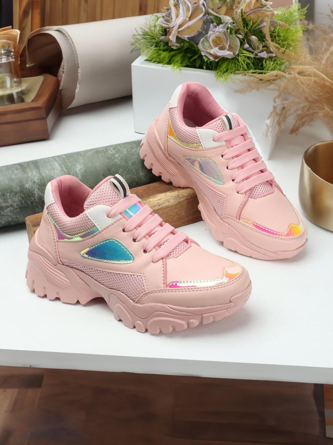 The Roadster Lifestyle Co. Women Pink Textured Chunky Sneakers
