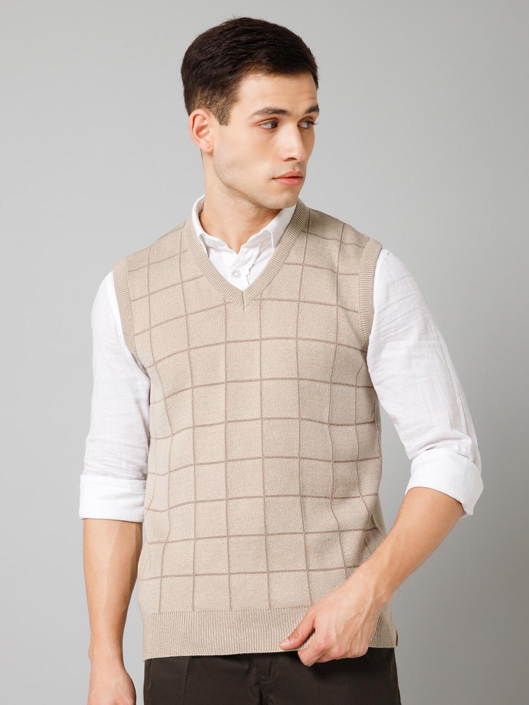 Cantabil Checked Acrylic Sweater Vest