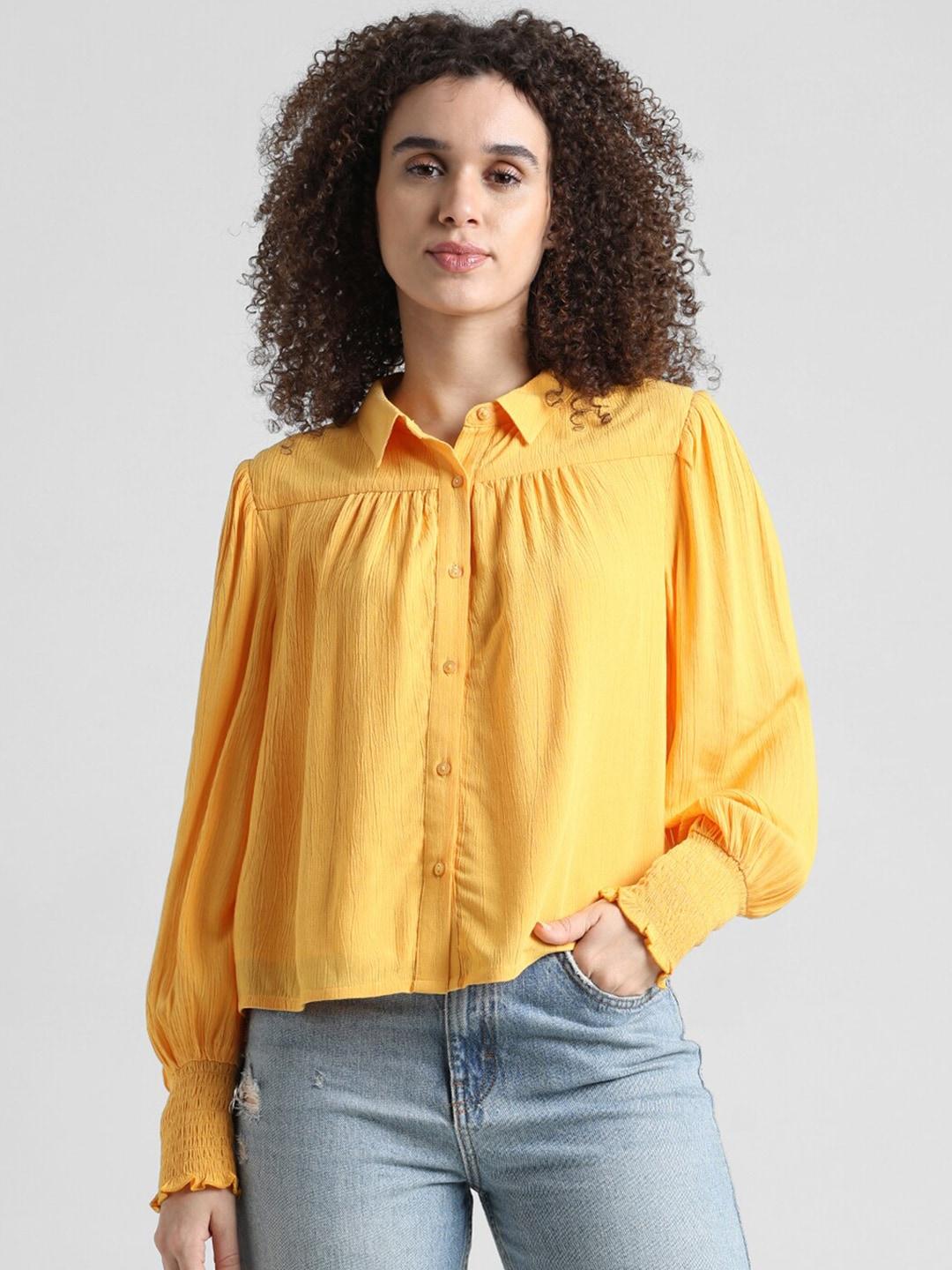 ONLY Gathered Spread Collar Casual Shirt