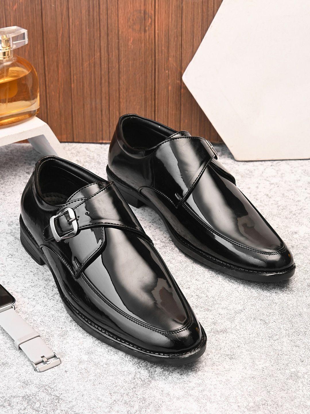mr.wonker Men Buckle Detail Formal Monk Shoes