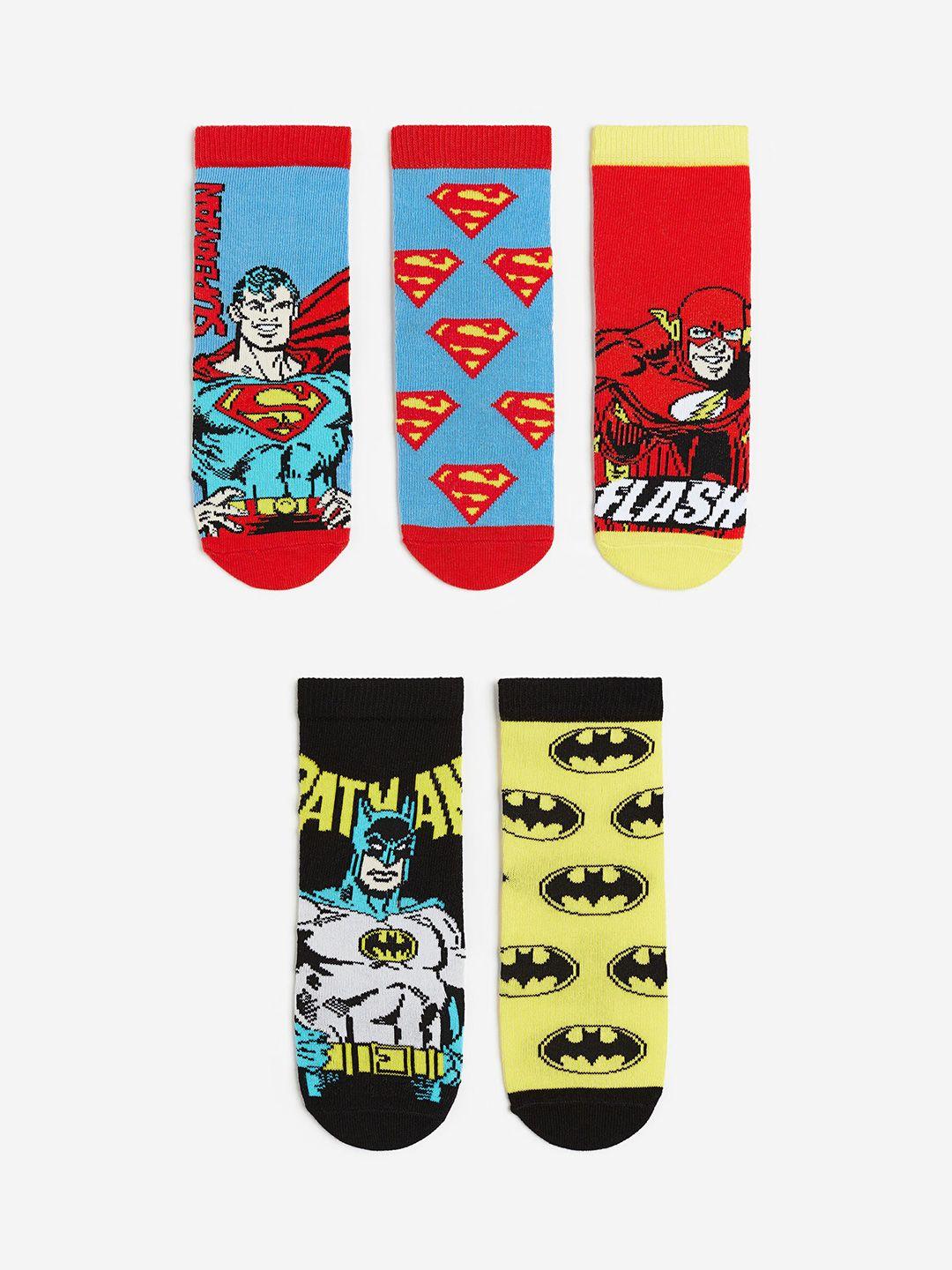 H&M Boys Pack Of 5 Justice League Patterned Shoe Liner Socks