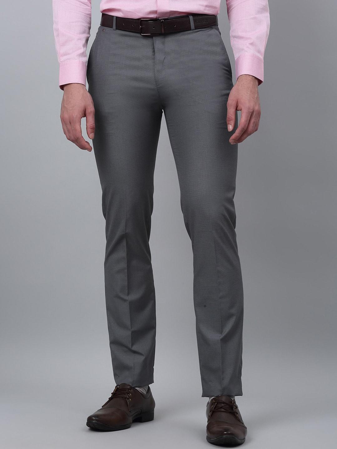 Cantabil Men Self Design Mid-Rise Formal Trouser