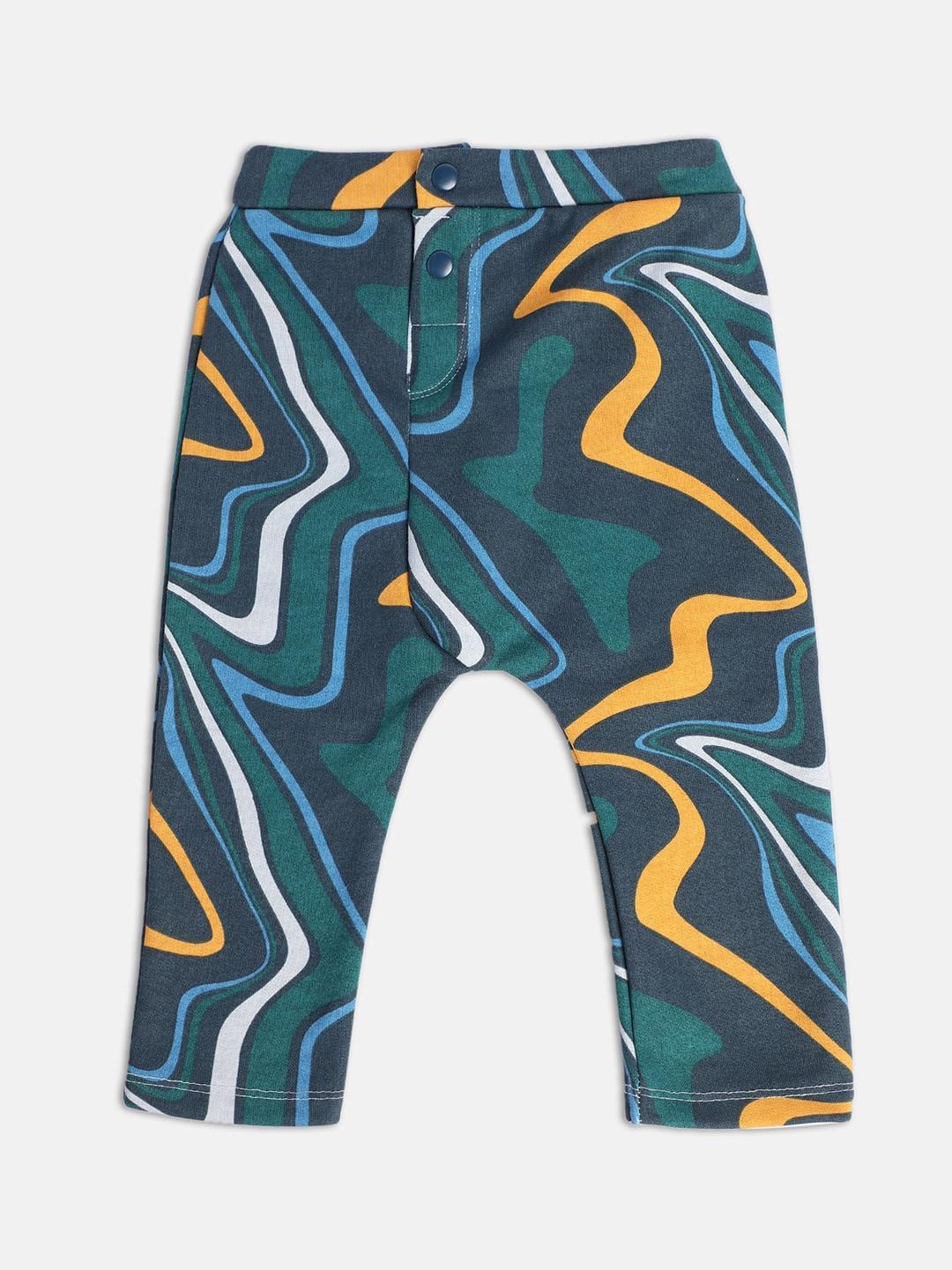 MINI KLUB Boys Abstract Printed Mid Rise Pure Cotton Trousers