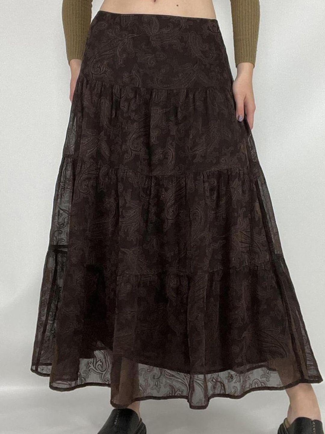 lulu-&-sky-ethnic-motifs-printed-flared-tiered-maxi-skirt