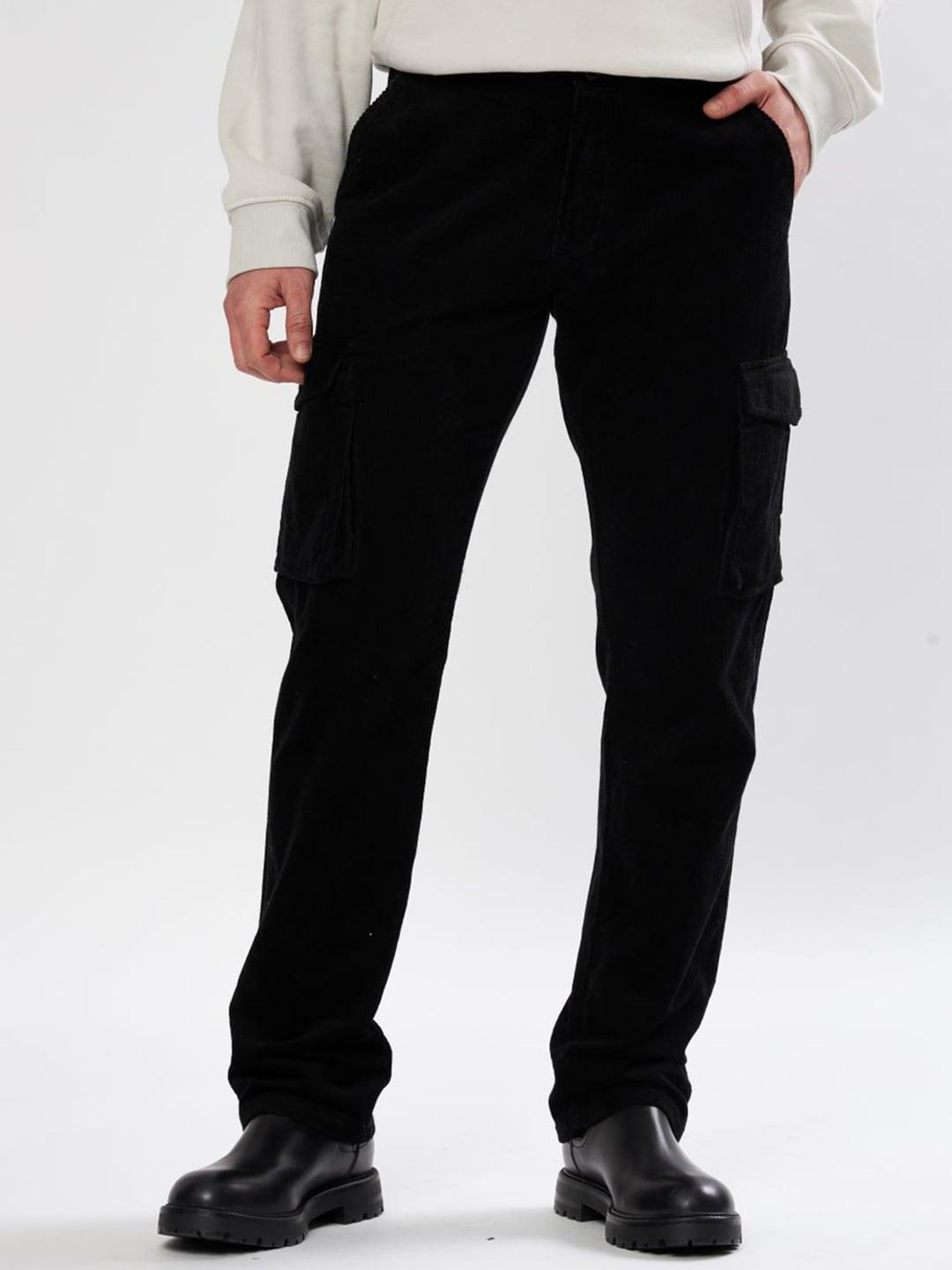 UNITED DENIM Men Relaxed Fit Corduroy Cargo Trousers