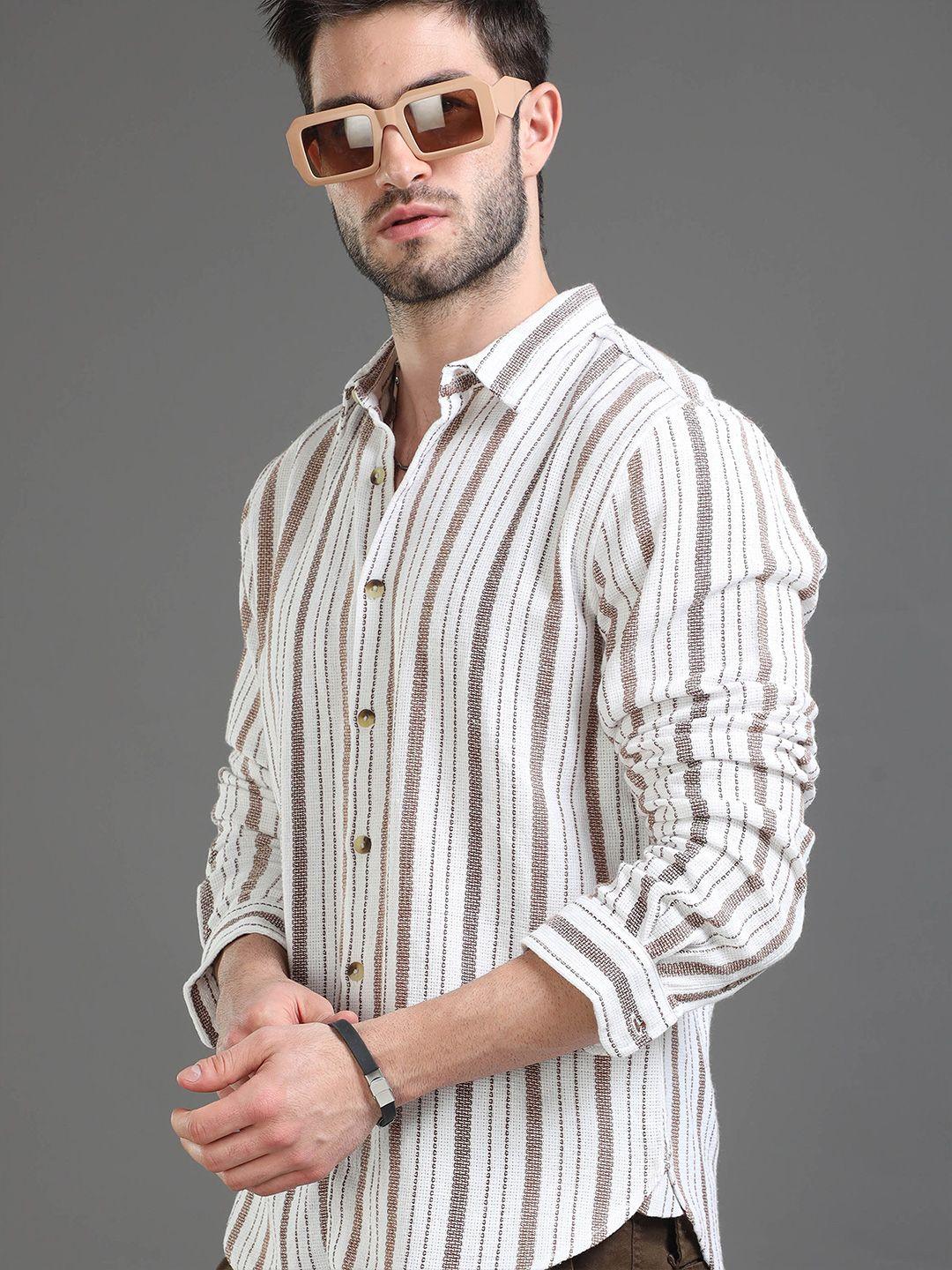 HERE&NOW Slim Fit Vertical Striped Cotton Casual Shirt