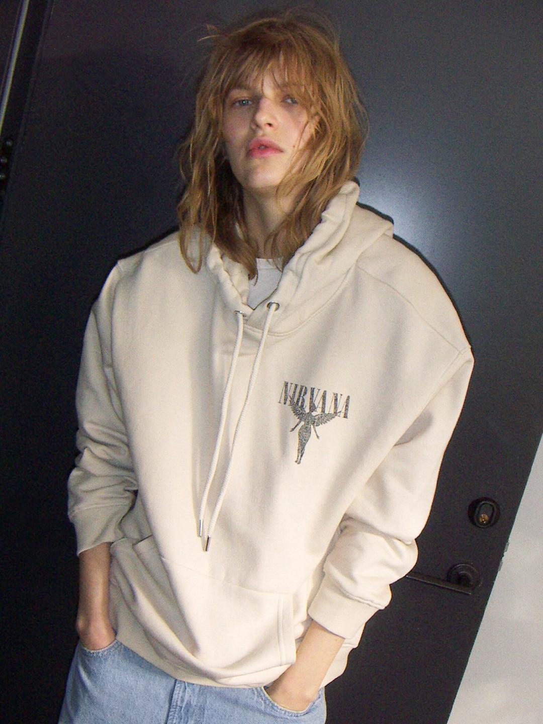 H&M Nirvana Motif-Front Hoodie Sweatshirt