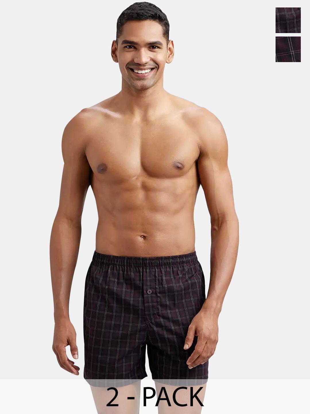 Jockey Pack Of 2 Checked Mid-Rise Cotton Boxers