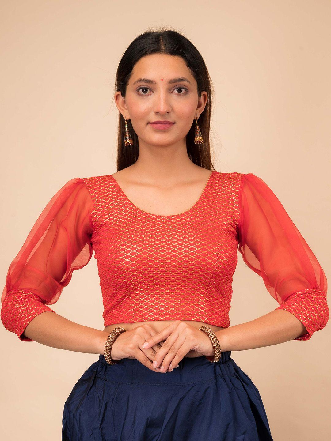 bindigasm's-advi-embellished-organza-sleeves-stretchable-saree-blouse