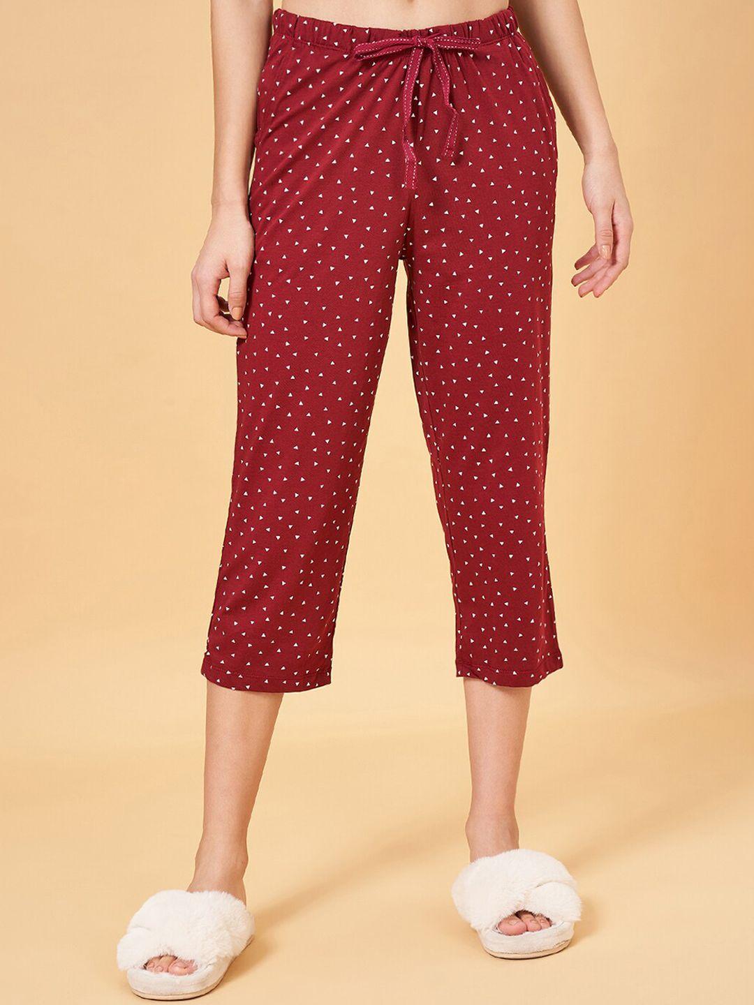Dreamz by Pantaloons Women Conversational Printed Mid-Rise Pure Cotton Capri Lounge Pant
