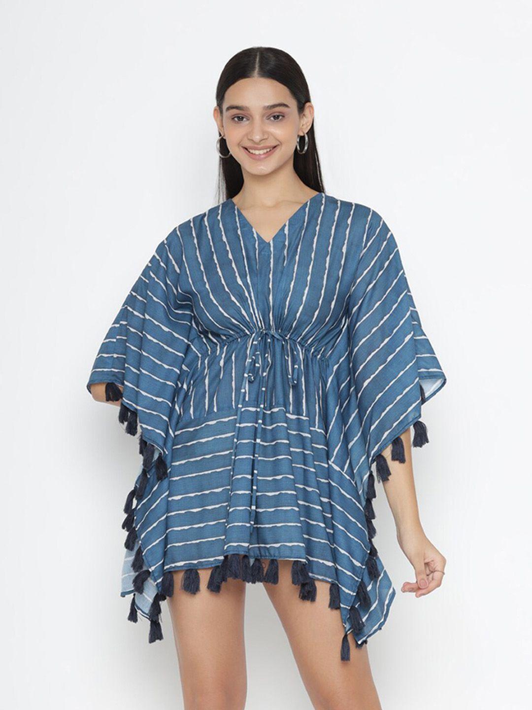 sew-you-soon-blue-print-kimono-sleeve-fit-&-flare-dress