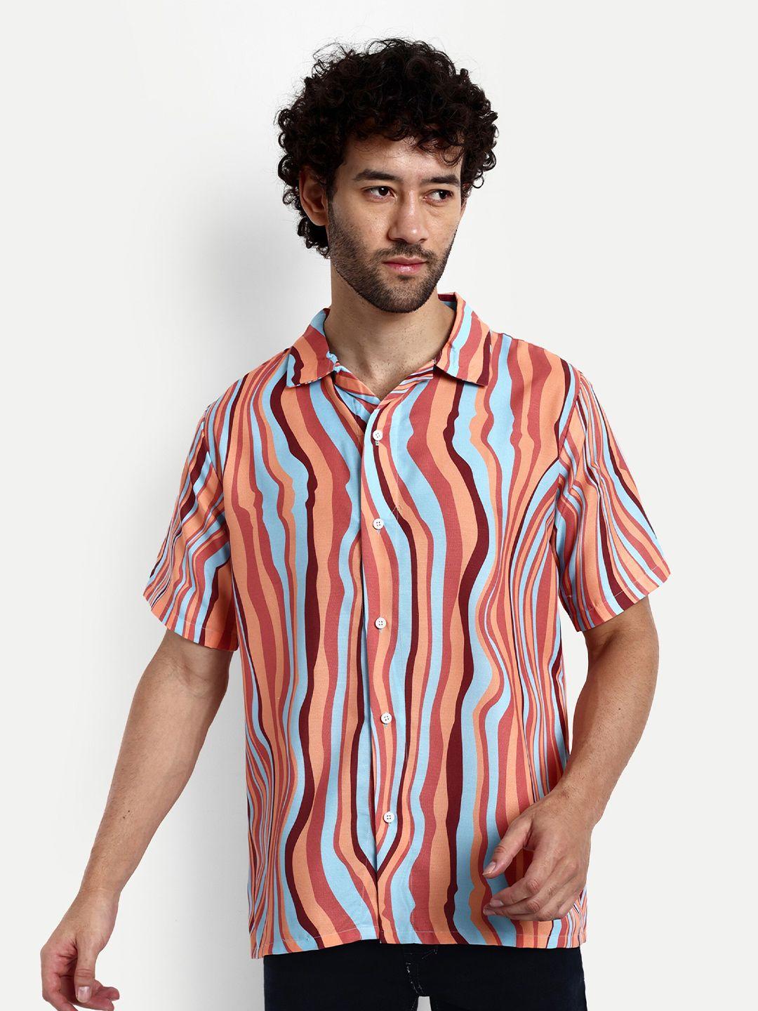 greciilooks-men-orange-relaxed-opaque-printed-casual-shirt