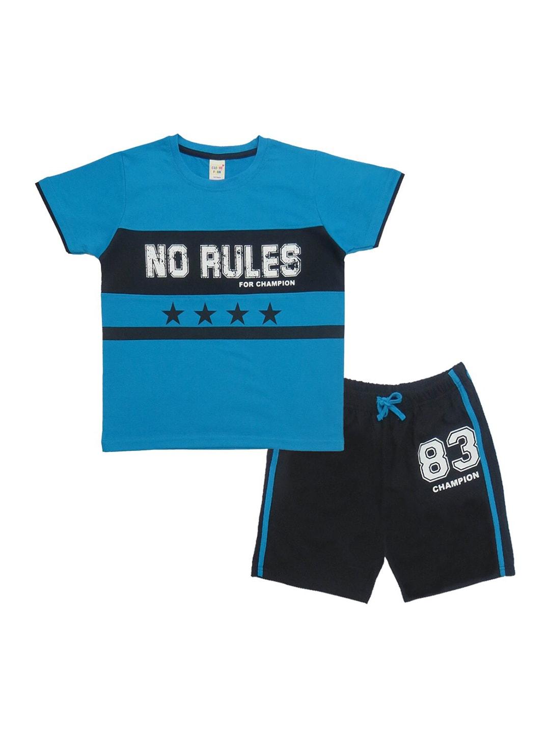Clothe Funn Boys Printed Pure Cotton T-shirt With Shorts